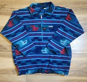 Vintage Patagonia Fleece Aztec Tribal 1/2 Zip Kids Sz 12 Pullover Sweater USA - Picture 1 of 6