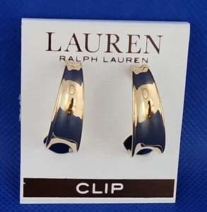 Orecchini a clip huggie mezzo anello tono oro lucido Ralph Lauren - Foto 1 di 3