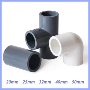 PVC Water Pipe Fittings Tee/Straight/Elbow Plumbing Couping ID 20/25/32/40/50mm - Picture 1 of 8