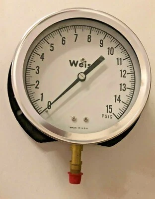 Weiss Gauge 6" 6PGA-1 1/4 NPT 0/100 PSI bottom mount - 2 gauges - Image 1 of 3