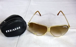 NOS Vtg 80s Ferarri Ferrari Folding GOld TOne Aviator Sunglasses Deadstock - Picture 1 of 4