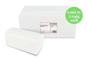 4000 Blatt Papierhandtücher ZZ/V-Falz 24x21cm 2-lagig recycling weiß Falttücher - Bild 1 von 4