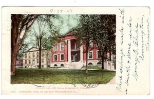 Postcard VT Burlington Vermont City Hall Library Antique 1906 View - Picture 1 of 2
