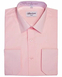 BERLIONI ITALY MEN'S DRESS SHIRT FRENCH CONVERTIBLE CUFF SUMMER ROSE 5XL-38/39 - Picture 1 of 1