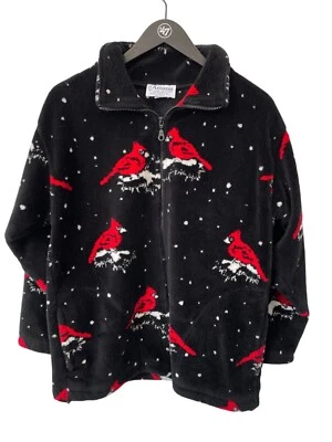 Chaqueta polar con cremallera completa Amana Woolen Mill talla XL roja cardenales ropa exterior cómoda Foto 1 de 4