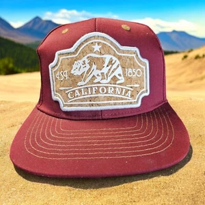California State SnapBack Maroon Hat Embroidered cork backing CA Cap Hat - Picture 1 of 10