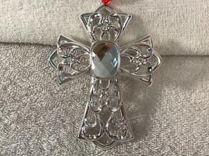 Weihnachtsschmuck Lenox versilbert Kreuz mit Schmucksteinen besetzt CH5193 - Bild 1 von 4