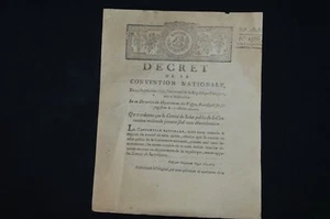 ARCHIVE REVOLUTION FRANCAISE-DECRET COMITE DU SALUT PUBLIC-EPINAL-MIRECOURT 1793 - Imagen 1 de 3