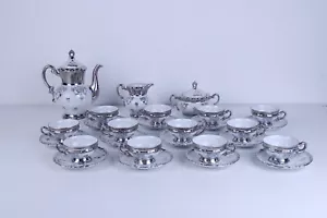Servizio da tè per 12 persone fine ceramica Mitterteich Bavaria bagnata argento - Imagen 1 de 12