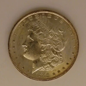 1886-P MORGAN DOLLAR LOOKS BU YOU GRADE COIN -NOT JUNK 90% SILVER ART ROUND 1S - Picture 1 of 2