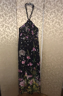 Maxi Vestido MILLY New York Negro Rosa Multicolor Floral Talla 6 Foto 1 de 4
