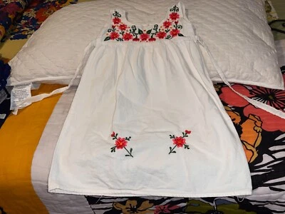 复古墨西哥女孩连衣裙 5 码青年手工刺绣花卉棉 — 第 1/4 张图片