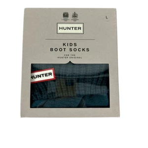 Hunter Kids Half Cardigan Boot Socks size Large Ocean - Picture 1 of 6