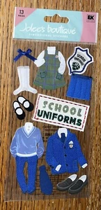 RARE Jolees SCHOOL UNIFORMS Boy & Girls Dress Shoes Suit Tie Scrapbook Stickers - Picture 1 of 6