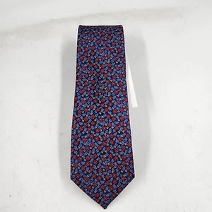 The Men's Store at Bloomingdales Floral Tie Men's 8 Navy/Red Keeper Loop~ - Picture 1 of 10
