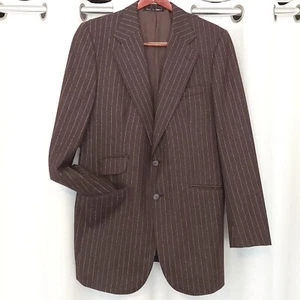Wool Suit Coat 44L Dress Jacket Pin Stripe Nicholson Of Albans England - Picture 1 of 11