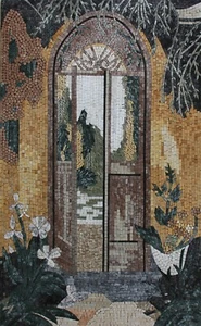 Mosaic Marble Colorful Window Natural View Landscape Art Design 31x51 Inches - Picture 1 of 1