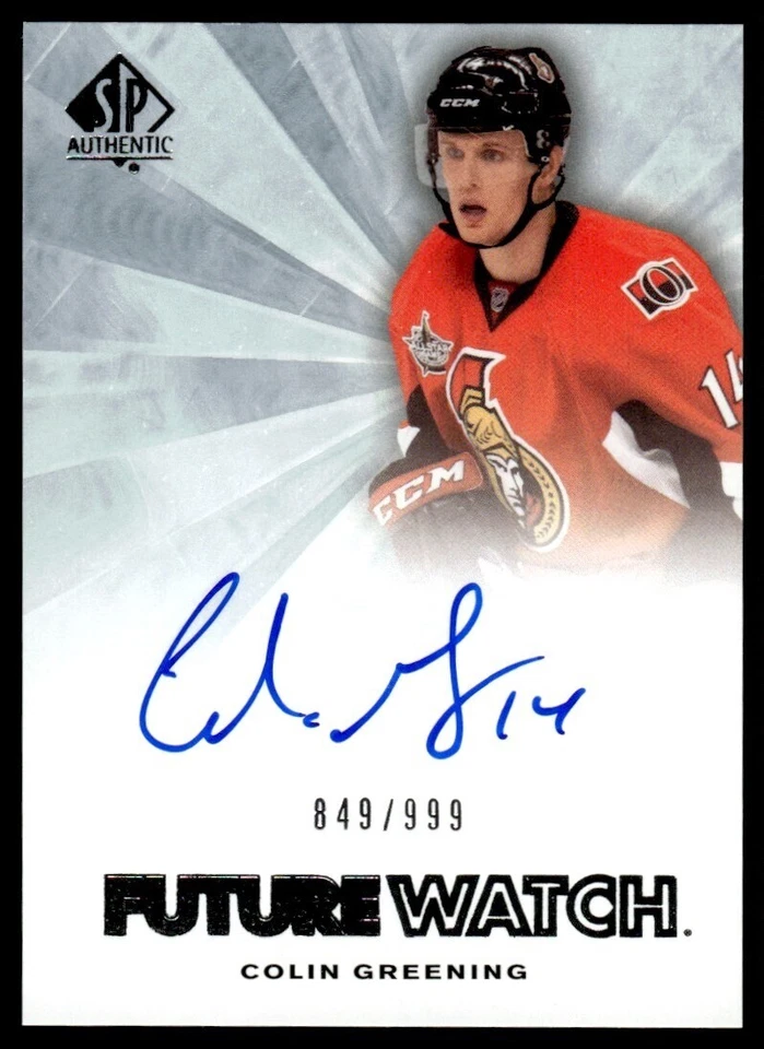 2011-12 SP Authentic Future Watch Rookie Autograph #251 Colin Greening /999 AUTO - Image 1 of 4