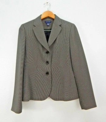 Ann Taylor Womens Classic Gray Herringbone Jacket Blazer Fitted Lined Sz 4 - Image 1 of 4