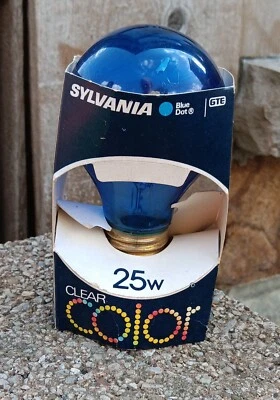 FREE SHIP SYLVANIA FB-TC-A19 Clear Blue Bulb, 25 Watt, 130 V - TESTED VTG ~ZAYRE - Image 1 of 4