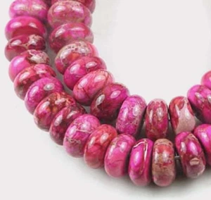 10x5mm Pink Snakeskin Aqua Terra Jasper Rondelle (40pcs) - Picture 1 of 3