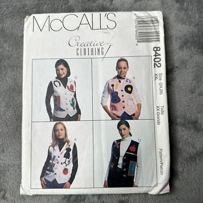McCalls 8402 Sewing Pattern Appliqué Vest Sz XXL 24-26 Teacher Western 90s Fall - Image 1 of 4