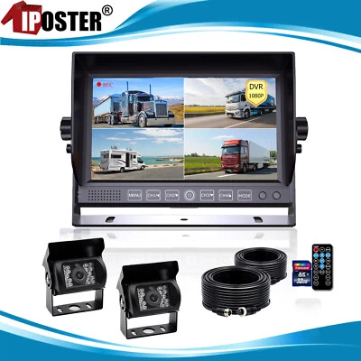 HD 7" Quad Monitor DVR 1080P AHD Backup Camera 32GB for Truck Caravan RV Bus - Image 1 of 4