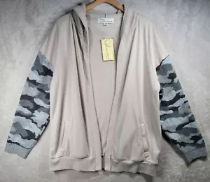 Vintage Havana Cardigan Sweatshirt Top Womens Sz M Hood Open Front Camo Sleeve - Picture 1 of 18