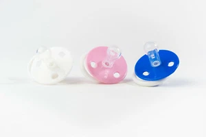 2 baby soothers/pacifiers/dummies - in pink, blue or white, conforms to BSEN1400 - Picture 1 of 7