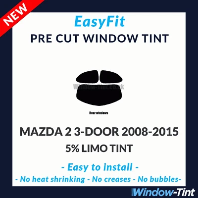 Tinte precortado estático EasyFit para Mazda 2 3 puertas escotilla 2008-15 - 5 % limusina trasera Foto 1 de 3