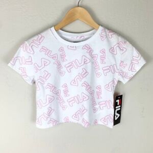 NWT NEW Fila Girl's Boxy Pink Logo Cropped T-Shirt Size Small (7/8)