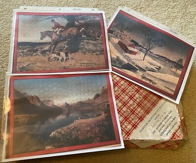TRÊS quebra-cabeças vintage de madeira J. K. Straus ~ cada 300 peças e completo - Excelente estado usado - Imagem 1 de 4
