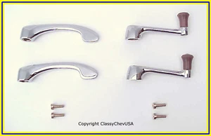 1940 1941 1942 1946 Chevy "Art Deco" TRUCK Window Cranks & Door Handles wSCREWs - Picture 1 of 7