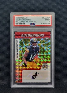 2022 Panini Mosaic Rookie Auto George Pickens Red Yellow Fusion PSA 9 Mint  - Bild 1 von 2
