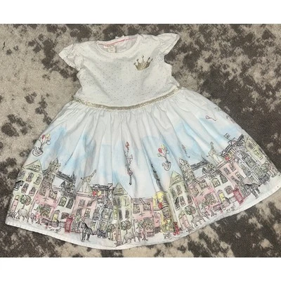 Monsoon Baby Girls Party Dress Gold Polka Dot 18-24 Months - Image 1 of 4