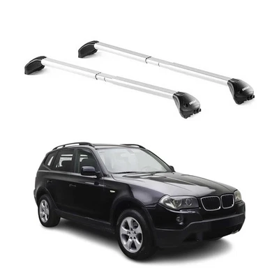 Roof Rack Cross Bars Luggage Carrier for BMW X3 E83 2004-2010 Alu Silver 2Pcs - Image 1 of 4