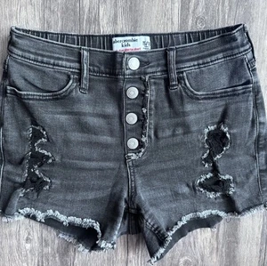 Abercrombie & Fitch High Rise Black Denim Shorts Girls SZ 15/16 - Picture 1 of 8