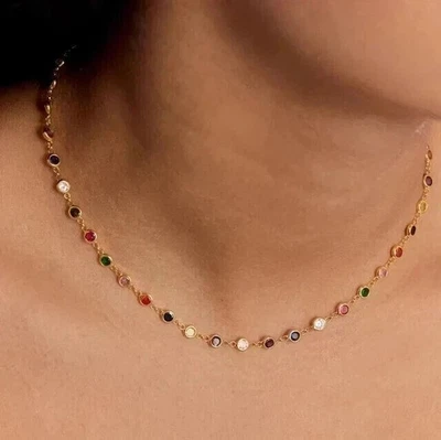 Collana stazione multi diamante taglio tondo 6 ct creata in laboratorio... - Immagine 1 di 3