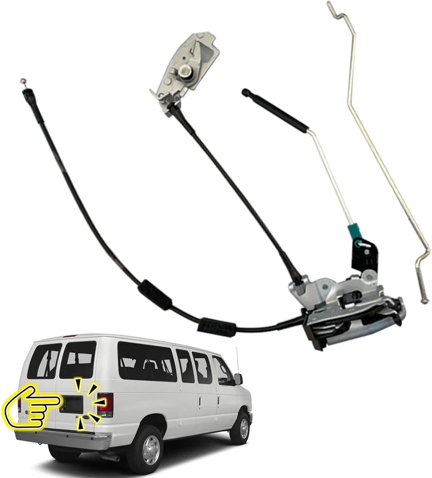 Door latch assembly w/cable&rod compatible for Ford E150 E250 Rear Right  - Image 1 of 4