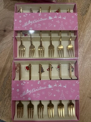 2 paquetes de tenedores de postre de Navidad 6 piezas Foto 1 de 4