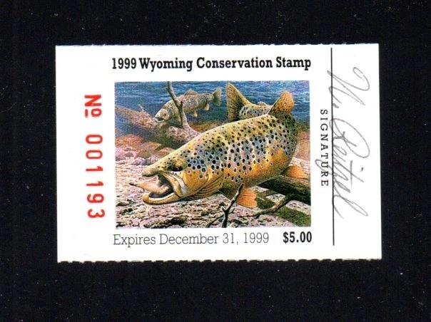 WYOMING. WY16  WILDLIFE CONSERVATION  STAMP  1999  MNH PRISTINE ARTIST SIGNED - Image 1 of 1