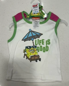 NOS Y2K SpongeBob SquarePants Tank Top “Life Is Good” Girls Xs 4/5 Vtg Walmart - Picture 1 of 5