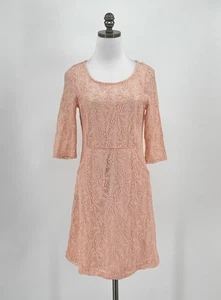 Maeve Anthropologie Pink Rose Lace Half Sleeve Lefkara Dress Sz S NEW - Picture 1 of 5