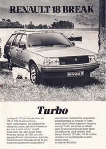 Catalogue brochure Renault 18 Turbo Break 1982/1983 France - Foto 1 di 2