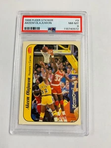 1986 FLEER STICKERS AKEEM OLAJUWON ROOKIE #9 PSA 8 NM MINT ROCKETS - Picture 1 of 2