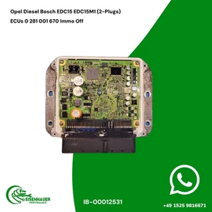 Opel Diesel Bosch EDC15 EDC15M1 (2-Plugs) ECUs 0 281 001 670 Immo Off - Picture 1 of 1