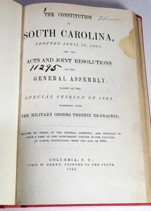 Antique 1868 THE CONSTITUTION of SOUTH CAROLINA-Civil War Reconstruction-Bound - Imagen 1 de 8