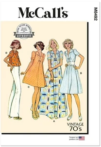Vestido o Top McCall's Patrón Costura M8492 Miss/Mujer Vintage Años 70 Talla 6-14 - Imagen 1 de 4