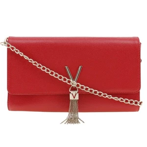 MARIO VALENTINO ChainShoulder Shoulder Bag 2-way clutch Red leather Women - Picture 1 of 9