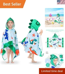 Kinder Strandtücher Kapuzenhandtuch Pool Poncho Dinosaurier Alter 3 10 Grün - Bild 1 von 9